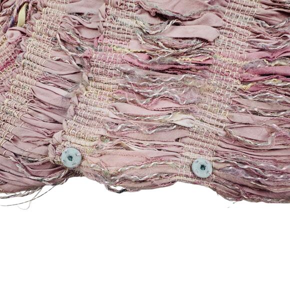 Fiber Works Handmade Boho Textured Ribbon Yarn Knit Cropped Shrug Women's O/S - Picture 4 of 7